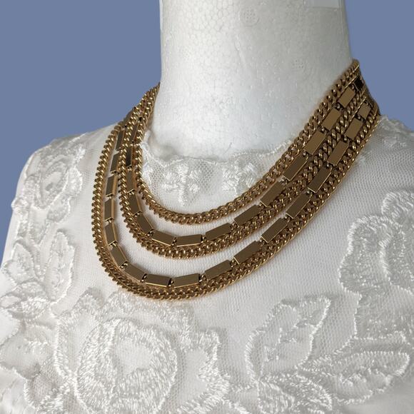 Vintage MONET gold multi strand chain choker - Picture 1 of 4